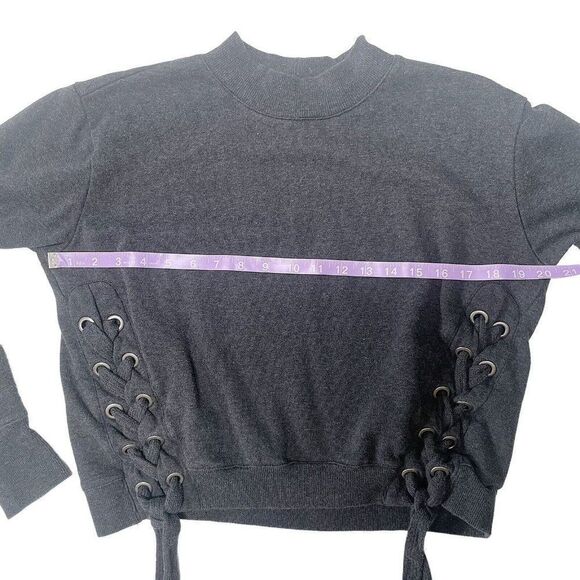 Free Generation Los Angeles Gray lace up tie high neck sweater size medium - Picture 5 of 10